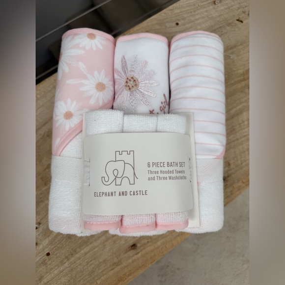 Nordstrom Other - Elephant & Castle 6-Piece Baby Bath Set Pink Floral Daisy Soft Baby Newborn NWT